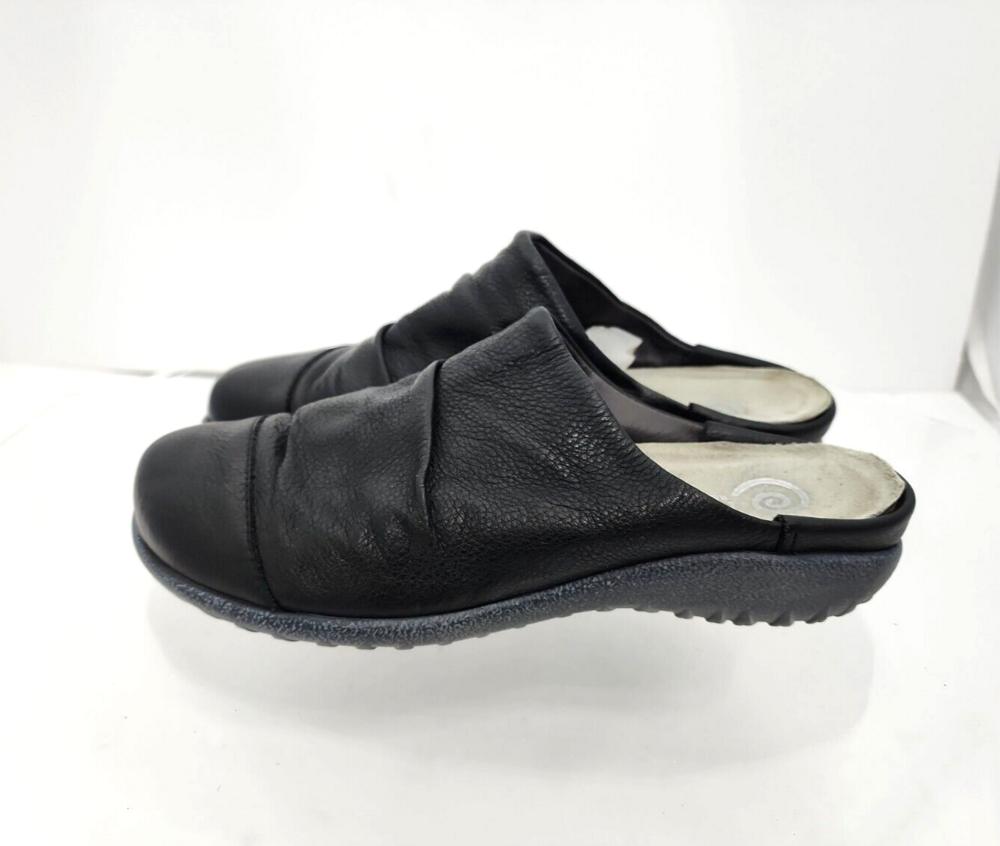 Naot Paretao 6/EU 37 Black Pleated Leather Comfort Clogs Slip on/Slides/Mules